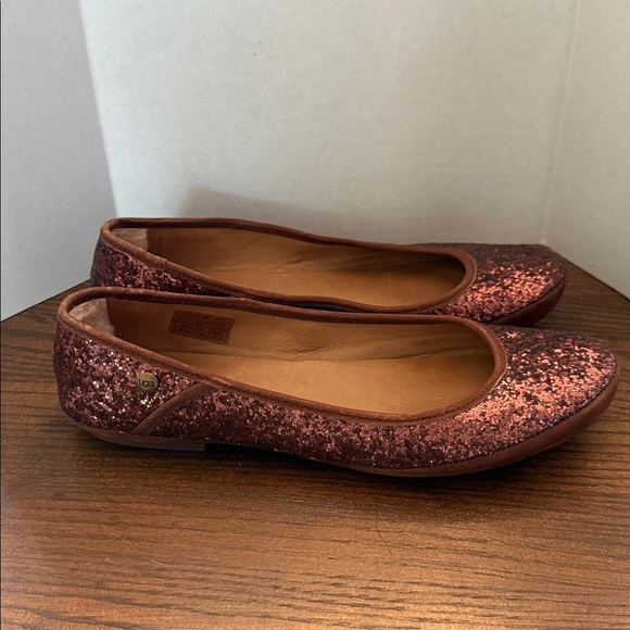 UGG sparkle ballet flats shoes brown glitter. Size 8.5 - Picture 1 of 6